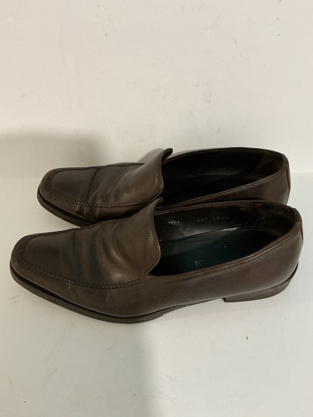 Giorgio Armani Men’s Leather Loafers Size 42.5 Made In Italy Dark Brown